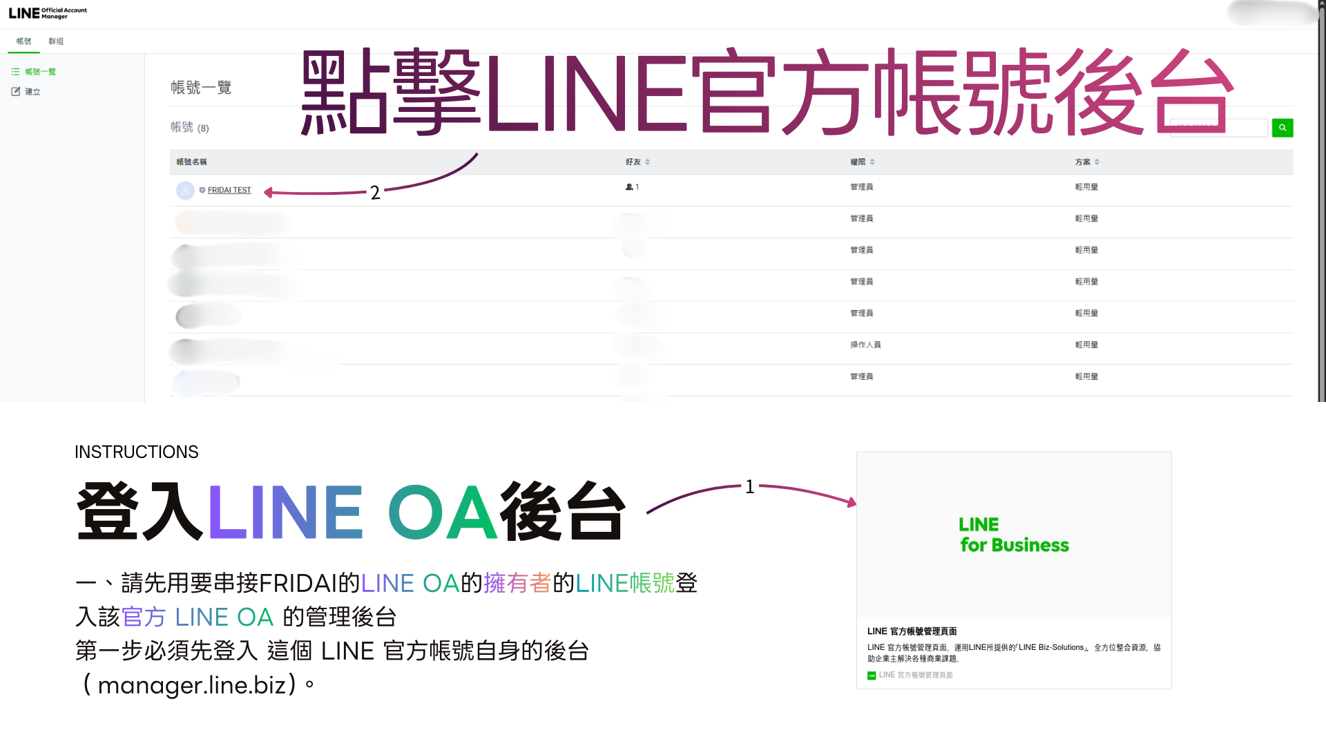 登入LINE OA後台